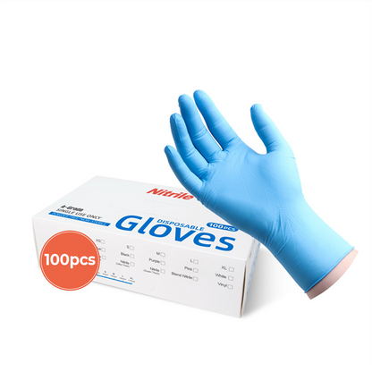 100 guantes desechables de nitrilo aptos para uso alimentario