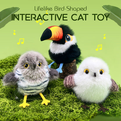 Juguete interactivo para gatos con forma de pájaro realist