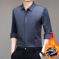 [El mejor regalo para él] Camisa de terciopelo artificial cálida y sin arrugas para hombre en negocios