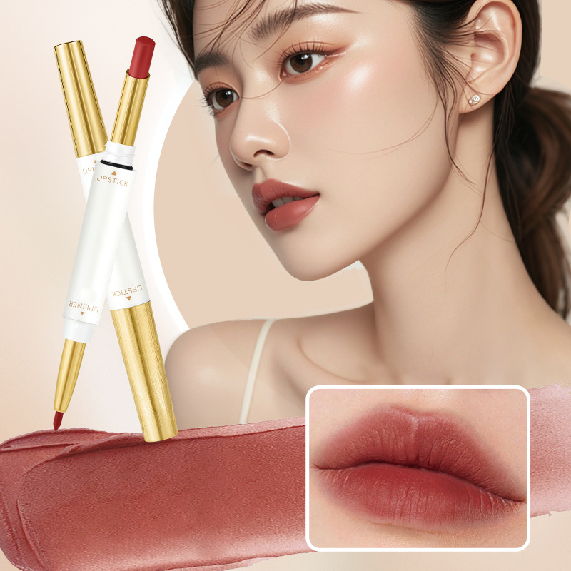 Labial y Delineador de Labios Doble Punta 2 en 1 de Larga Duración