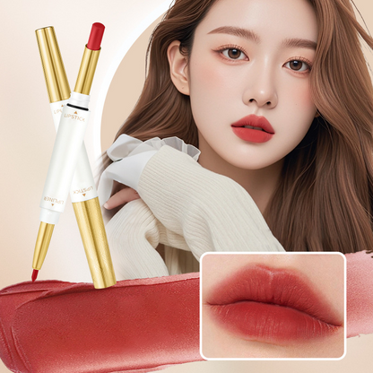 Labial y Delineador de Labios Doble Punta 2 en 1 de Larga Duración