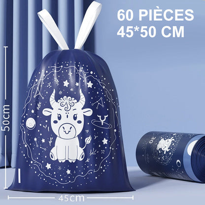 Bolsa de basura grande y resistente con cordón