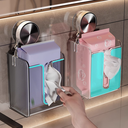Organizador de Papel Higiénico Transparente con Ventosa para Fijar en la Pared