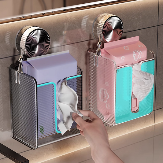 Organizador de Papel Higiénico Transparente con Ventosa para Fijar en la Pared