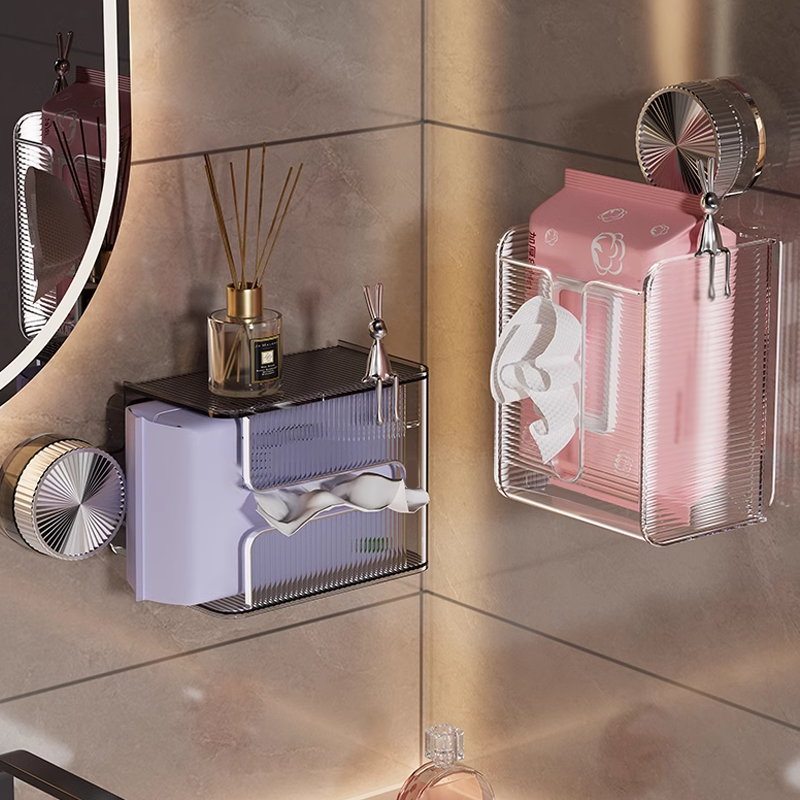 Organizador de Papel Higiénico Transparente con Ventosa para Fijar en la Pared