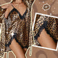 Conjunto Sexy de Bata y Camisón con Estampado de Leopardo