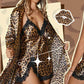 Conjunto Sexy de Bata y Camisón con Estampado de Leopardo
