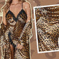 Conjunto Sexy de Bata y Camisón con Estampado de Leopardo