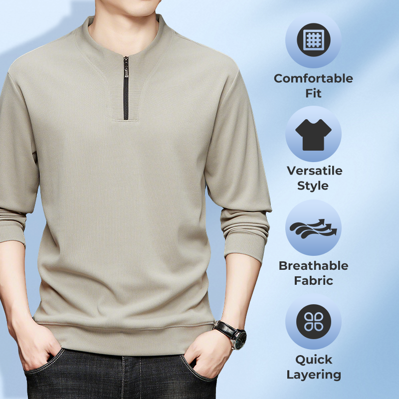 Men's Half-Zip Crew Neck Casual Pullover