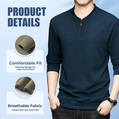 Men's Half-Zip Crew Neck Casual Pullover