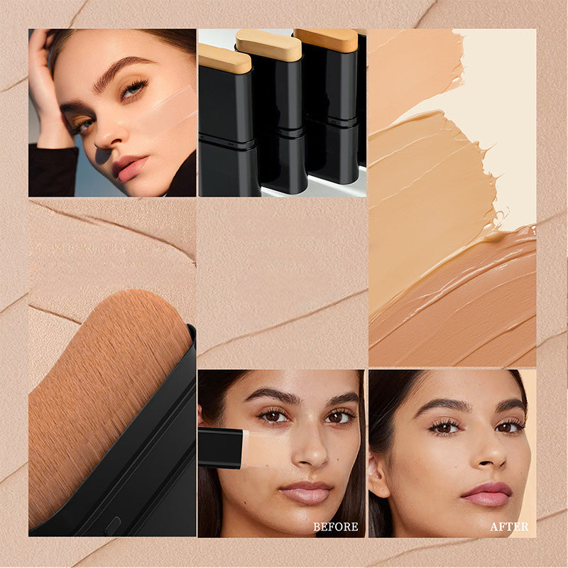 Base de maquillaje 2 en 1 en barra con pincel