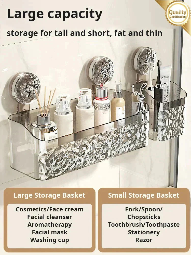 🔥 ÚLTIMO DÍA DE PROMOCIÓN - 50 % DE DESCUENTO 🔥 🛁✨Estante con ventosas y diseño glaciar de estilo lujoso y ligero