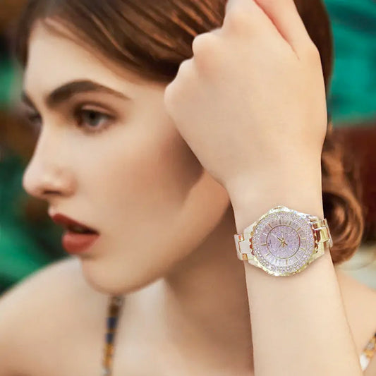 Reloj de Mujer Lujoso con Incrustación de Diamantes