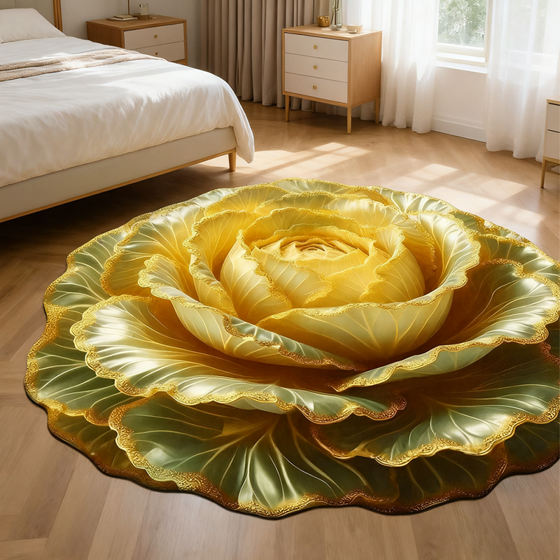 Alfombrilla antideslizante absorbente con diseño floral realista en 3D