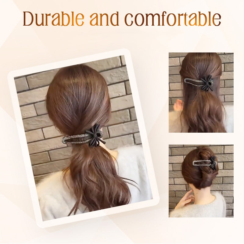 Elegante horquilla con lazo negro brillante para recogidos