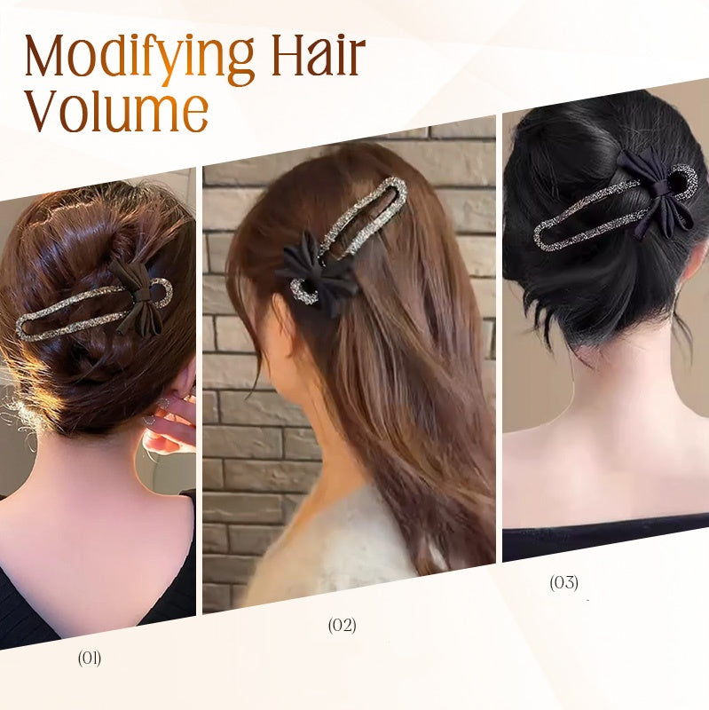 Elegante horquilla con lazo negro brillante para recogidos