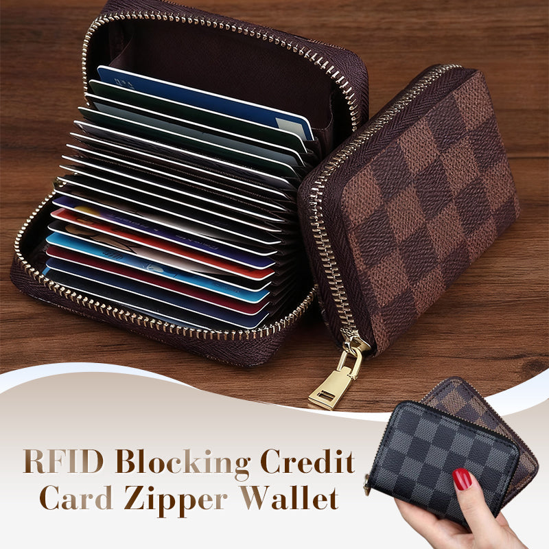 Cartera con Cremallera y Bloqueo RFID para Tarjetas de Crédito