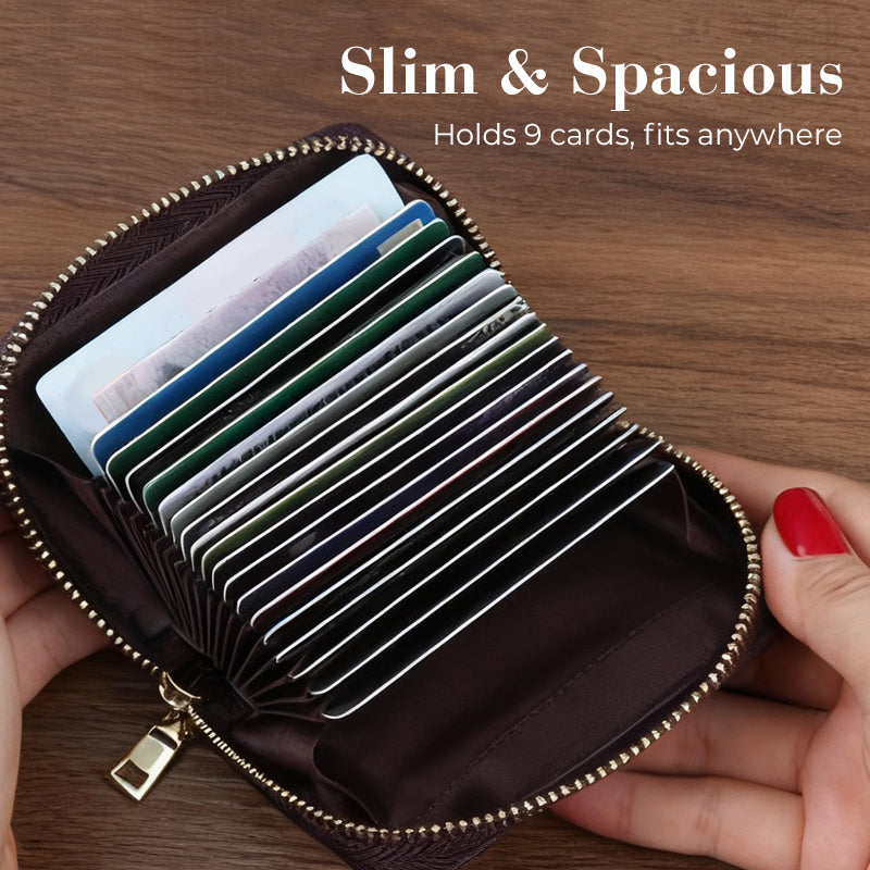 Cartera con Cremallera y Bloqueo RFID para Tarjetas de Crédito