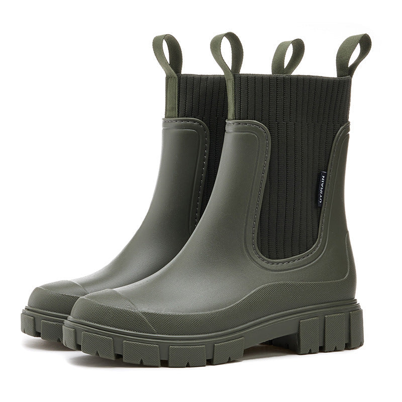 Botas Impermeables de Caña Media con Suela Gruesa Antideslizante