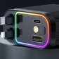 Cargador de coche con luz ambiental 120W Purple Star Top con cable retráctil