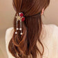 Clip para Cabello Elegante de Rosa de Terciopelo con Perlas Simuladas
