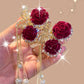 Clip para Cabello Elegante de Rosa de Terciopelo con Perlas Simuladas