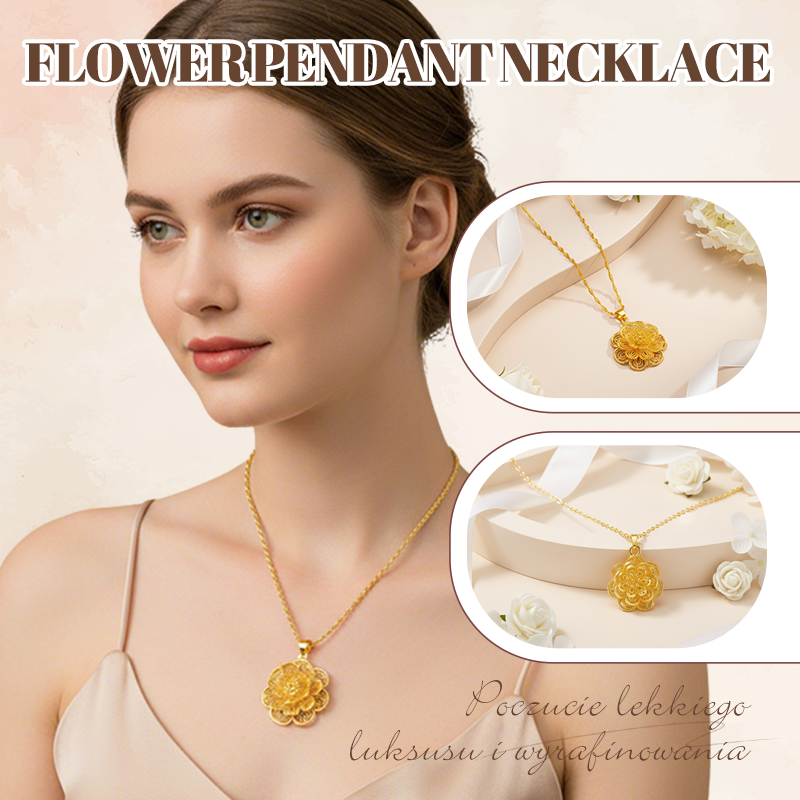 Collar con dije de flor en elegante tono dorado