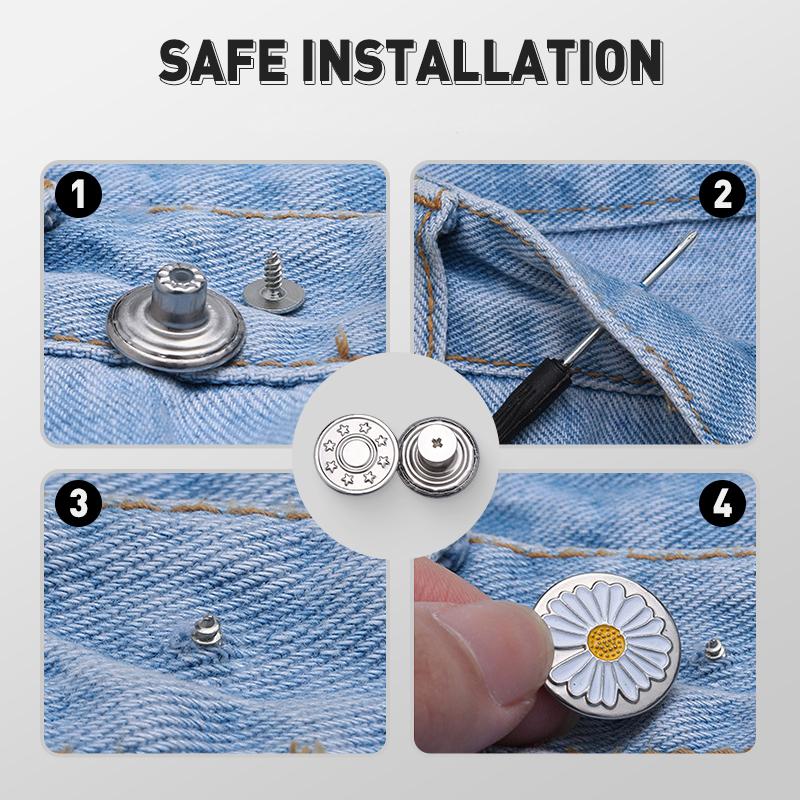 Juego de botones para jeans extraíbles sin costura