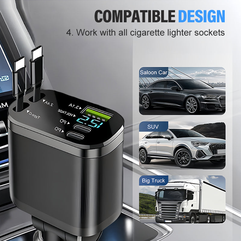 🚗 Cargador Rápido para Coche con Iluminación Ambiental Cielo Estrellado – Moderno y Práctico 🌟
