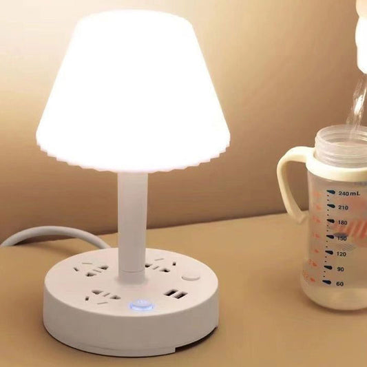 Lámpara de mesa con puerto USB y enchufe