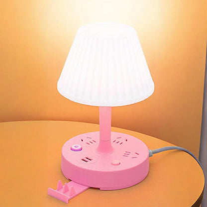 Lámpara de mesa con puerto USB y enchufe