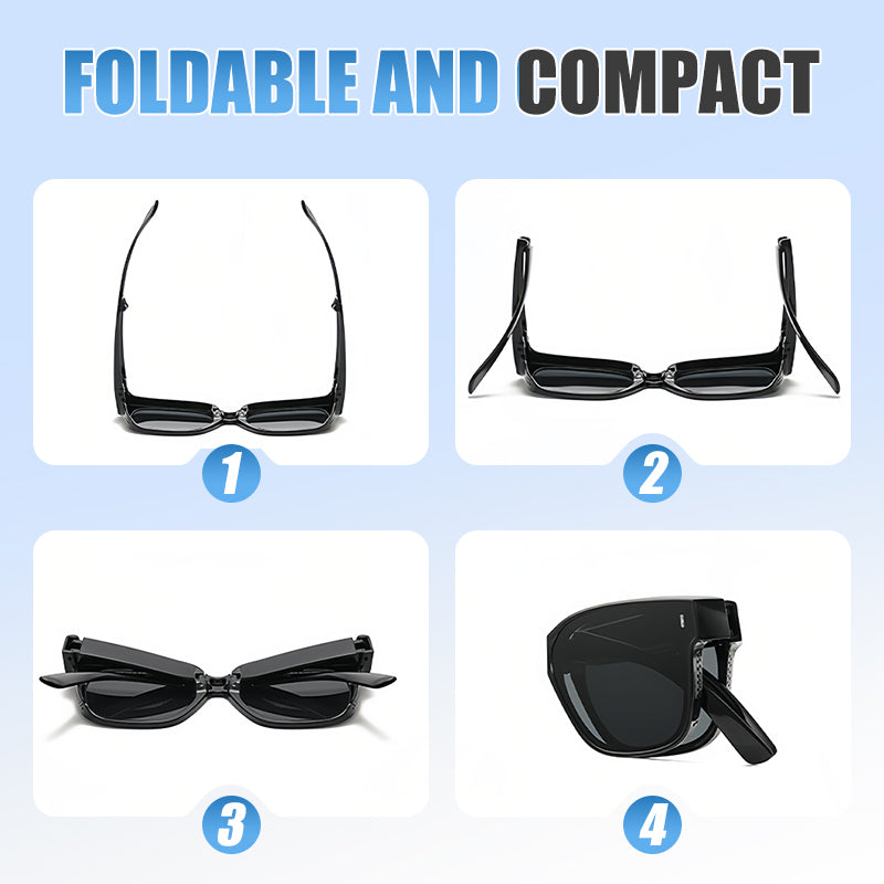Gafas de sol plegables y compactas para llevar sobre otras gafas