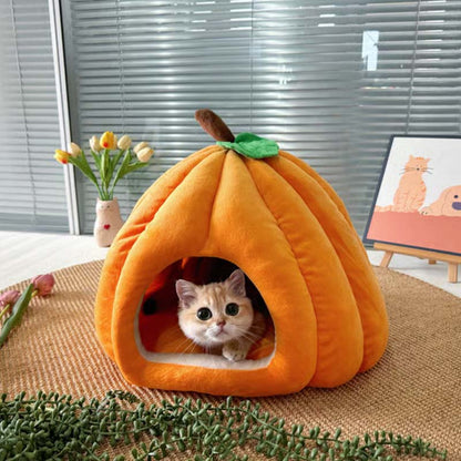 Cama para mascotas semi-cerrada, cálida y acogedora