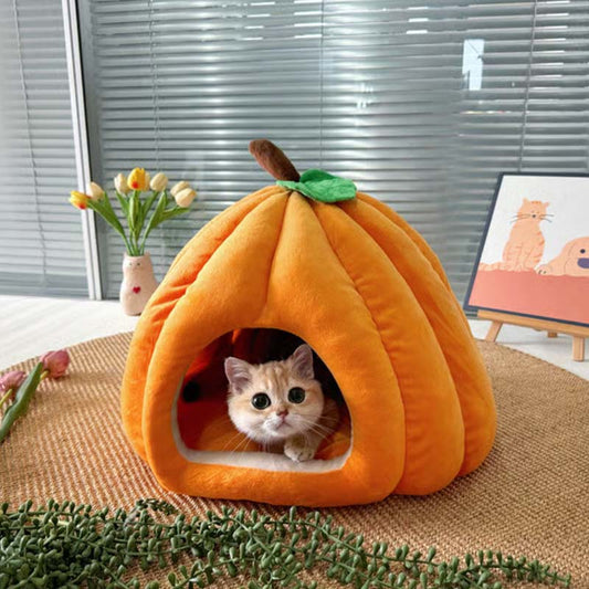 Cama para mascotas semi-cerrada, cálida y acogedora