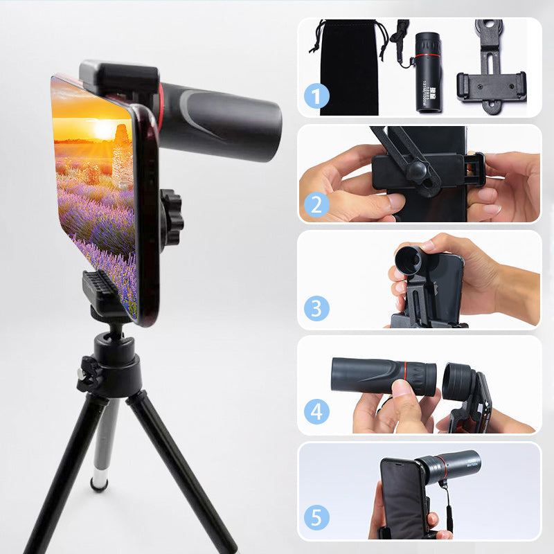 🔭 ¡50% DE DESCUENTO POR TIEMPO LIMITADO! ✨ Telescopio Monocular Portátil para Exteriores - 12x50 Alta Definición con Adaptador para Smartphone para Aventuras 🌄📱