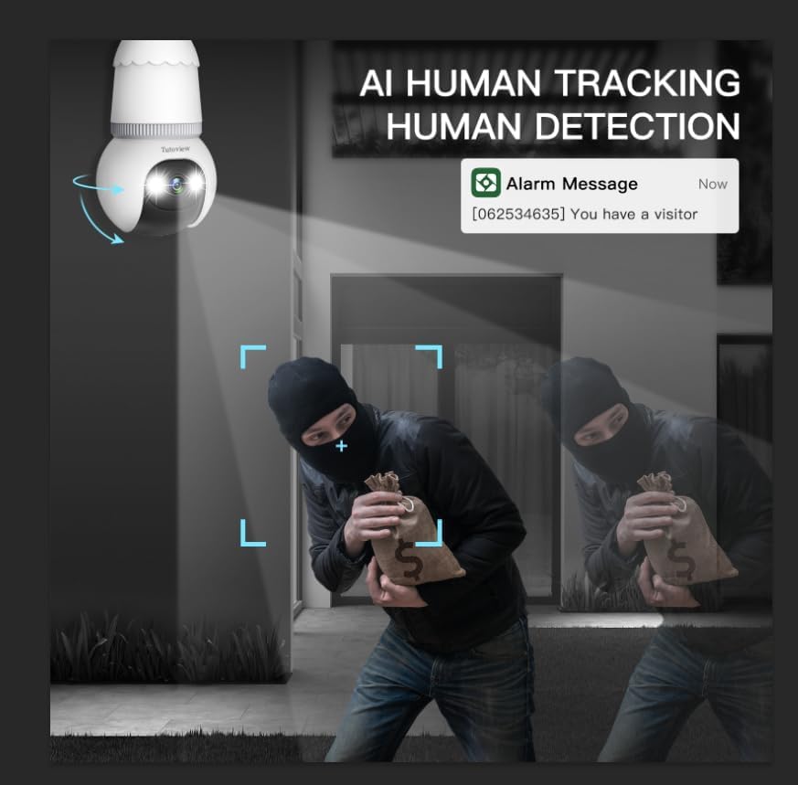 Cámara de Seguridad Tipo Foco 4MP WiFi Doble Banda con Visión Nocturna para Exterior e Interior