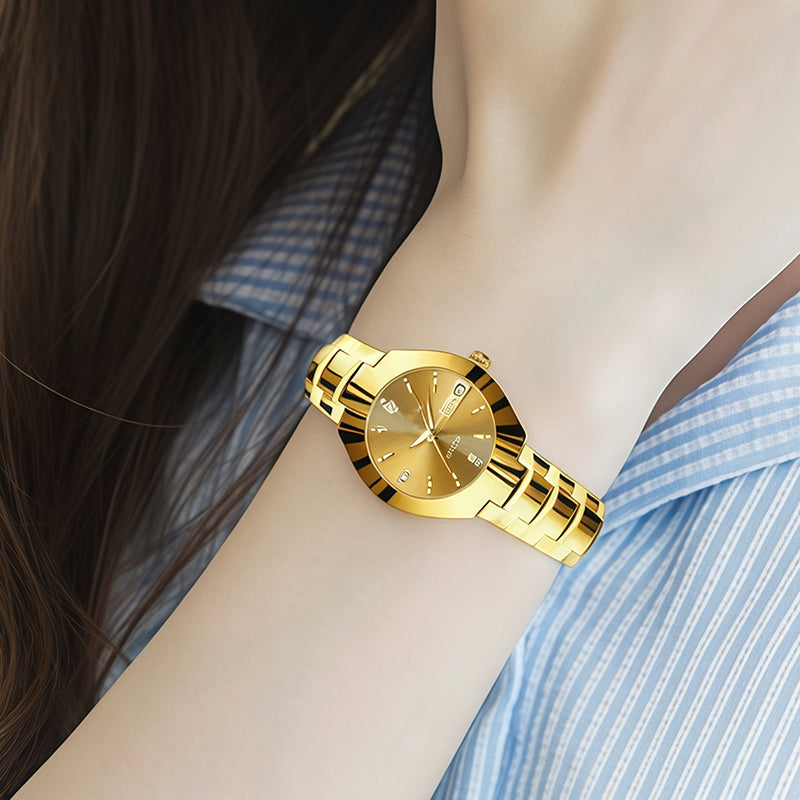 ⌚ 50% DE DESCUENTO! ✨ Reloj Elegante Impermeable para Mujer - Esfera con Cristal de Zafiro y Detalles Dorados para Ocasiones Especiales 💫🌟