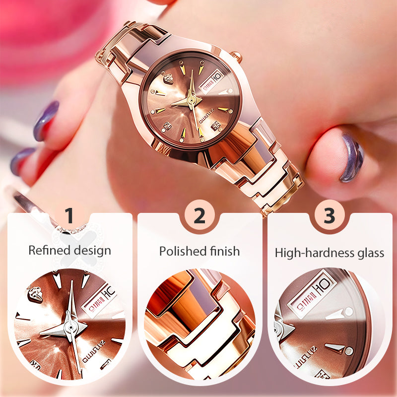 ⌚ 50% DE DESCUENTO! ✨ Reloj Elegante Impermeable para Mujer - Esfera con Cristal de Zafiro y Detalles Dorados para Ocasiones Especiales 💫🌟
