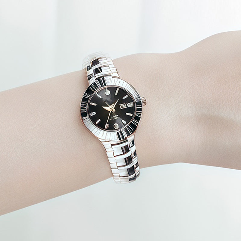 ⌚ 50% DE DESCUENTO! ✨ Reloj Elegante Impermeable para Mujer - Esfera con Cristal de Zafiro y Detalles Dorados para Ocasiones Especiales 💫🌟