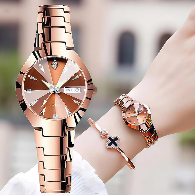 ⌚ 50% DE DESCUENTO! ✨ Reloj Elegante Impermeable para Mujer - Esfera con Cristal de Zafiro y Detalles Dorados para Ocasiones Especiales 💫🌟