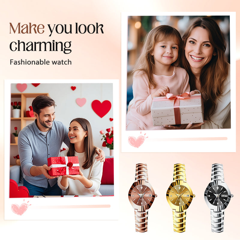 ⌚ 50% DE DESCUENTO! ✨ Reloj Elegante Impermeable para Mujer - Esfera con Cristal de Zafiro y Detalles Dorados para Ocasiones Especiales 💫🌟
