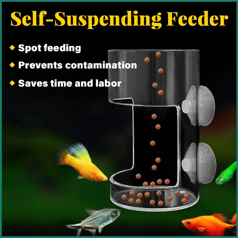 🐟✨ Comedero de Acuario sin Desorden - Diseño Antiderrames con Ventosa para una Alimentación Limpia y Sana 🔄💧