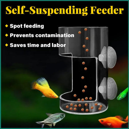 🐟✨ Comedero de Acuario sin Desorden - Diseño Antiderrames con Ventosa para una Alimentación Limpia y Sana 🔄💧