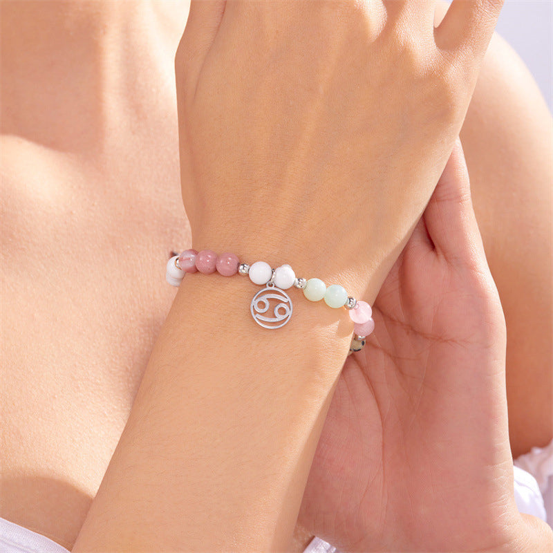 Pulsera de 12 piedras del zodiaco con charm del signo astrológico