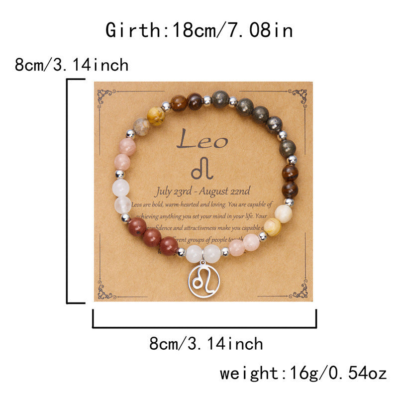 Pulsera de 12 piedras del zodiaco con charm del signo astrológico