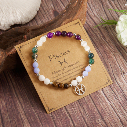 Pulsera de 12 piedras del zodiaco con charm del signo astrológico