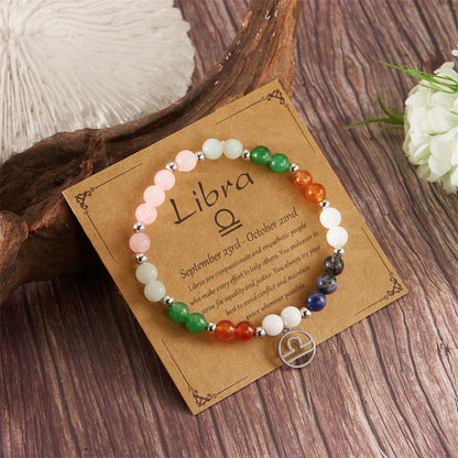 Pulsera de 12 piedras del zodiaco con charm del signo astrológico