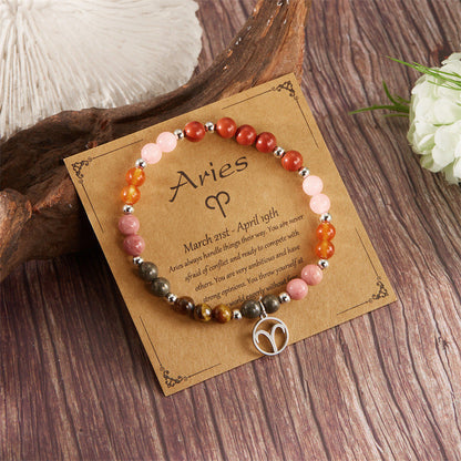 Pulsera de 12 piedras del zodiaco con charm del signo astrológico