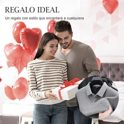 Suéter Forrado para Hombre con Efecto de Dos Piezas