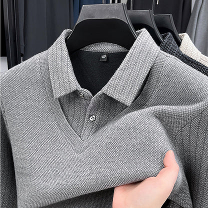 Suéter Forrado para Hombre con Efecto de Dos Piezas